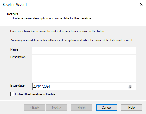 Asta Baseline Dialog