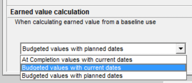 P6 earned Value Setting